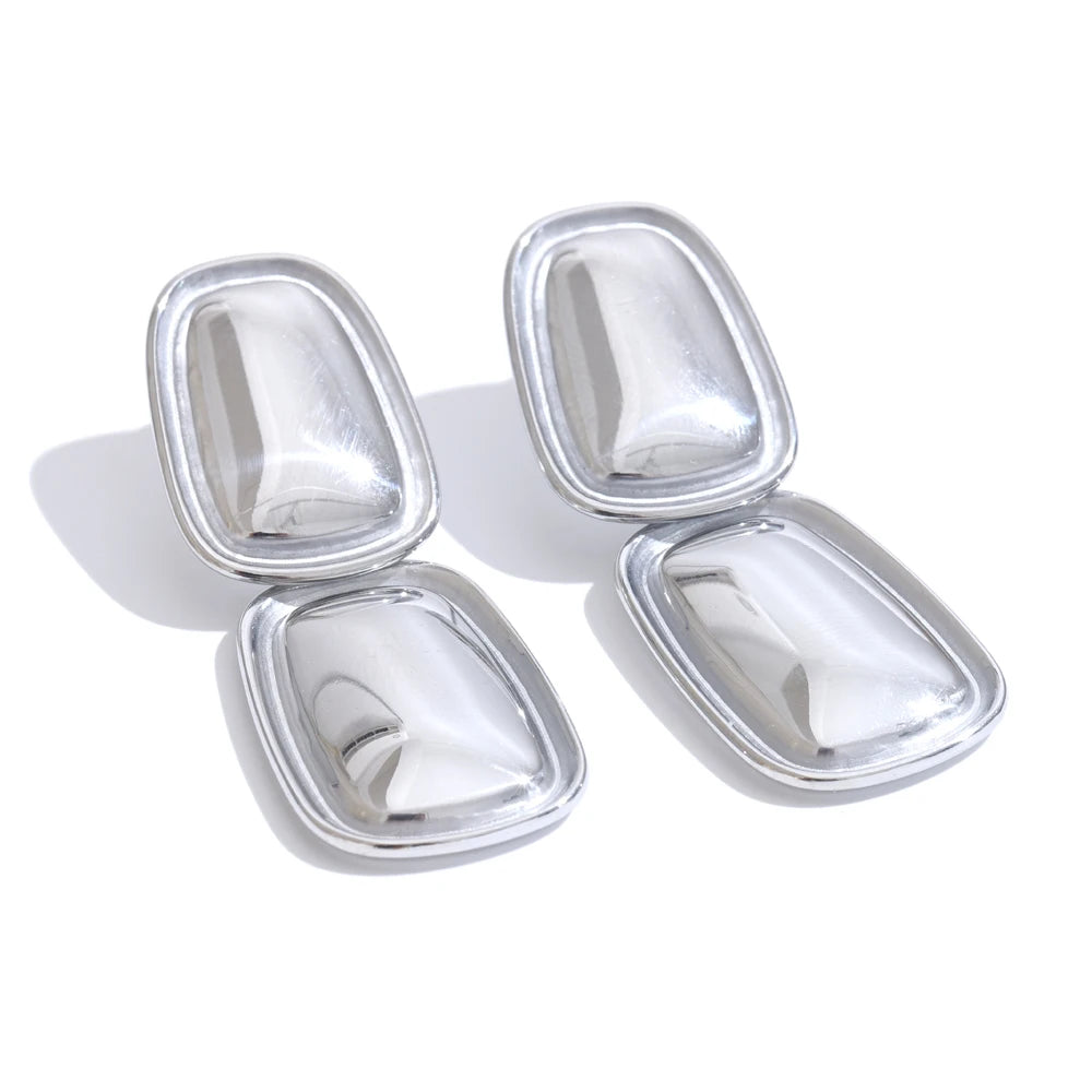 Yhpup moda aço inoxidável quadrado retângulo brincos de metal elegante declaração ouro platinado jóias à prova dwaterproof água