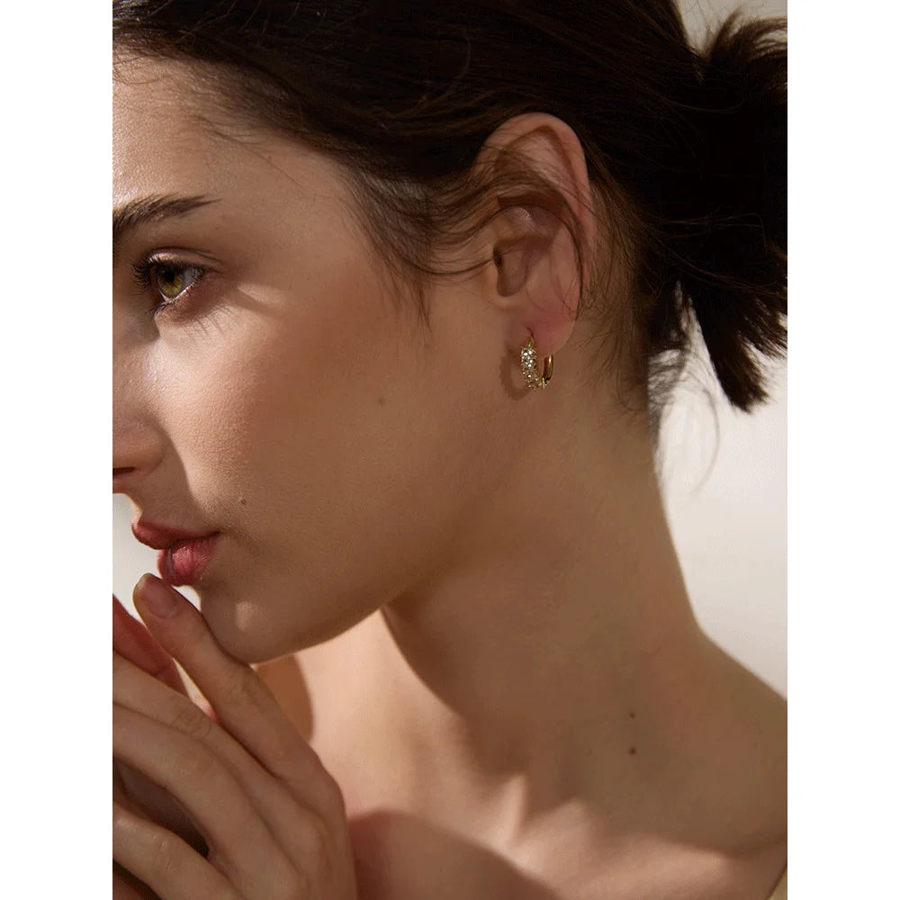 Yhpup colorido branco zircônia cúbica aço inoxidável redondo arco-íris bling brincos de argola para mulheres delicadas jóias de alta qualidade