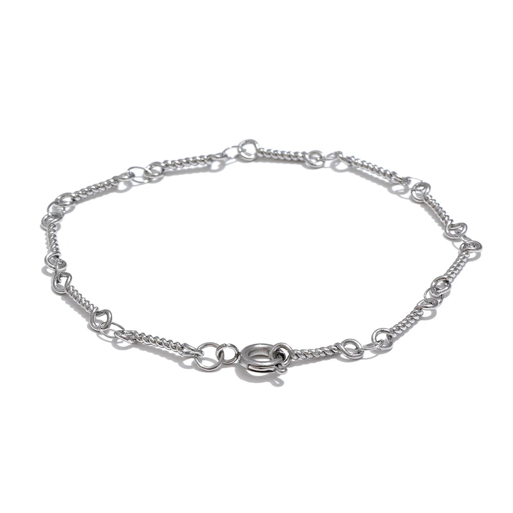 Yhpup aço inoxidável metal chique torcido corrente artesanal verão pulseira 18k pvd banhado à água pulso jóias presente