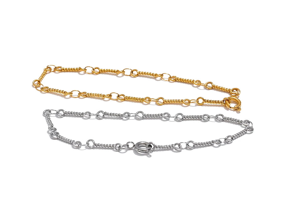 Yhpup aço inoxidável metal chique torcido corrente artesanal verão pulseira 18k pvd banhado à água pulso jóias presente