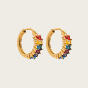 Brincos de Argola Arco-íris com Zircônia Cúbica
