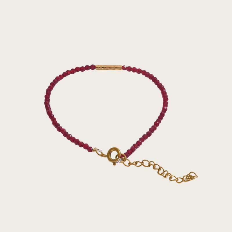 Pulseira Fina de Cristal Vermelho