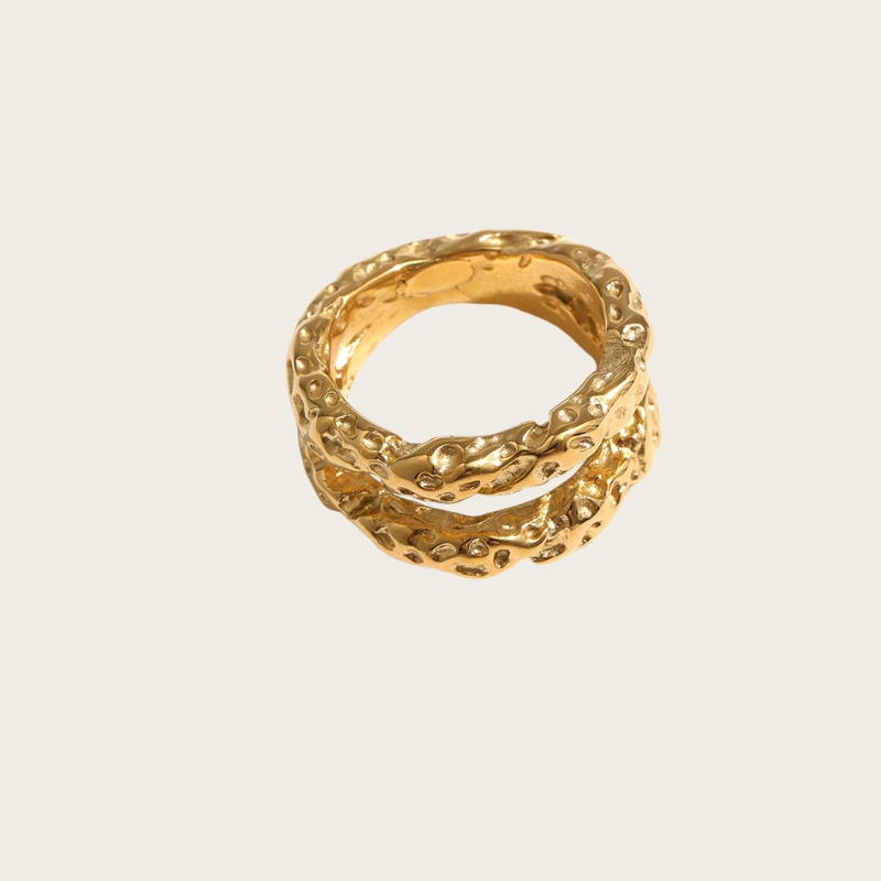 Anél Irregular Banhado a Ouro 18k