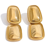 Yhpup moda aço inoxidável quadrado retângulo brincos de metal elegante declaração ouro platinado jóias à prova dwaterproof água