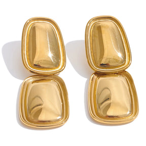 Yhpup moda aço inoxidável quadrado retângulo brincos de metal elegante declaração ouro platinado jóias à prova dwaterproof água