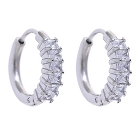Yhpup colorido branco zircônia cúbica aço inoxidável redondo arco-íris bling brincos de argola para mulheres delicadas jóias de alta qualidade