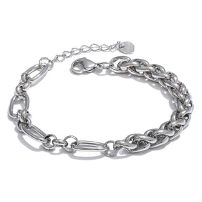 Yhpup moda aço inoxidável metal corrente pulseira pulseira 18k ouro à prova dwaterproof água banhado jóias bijoux femme