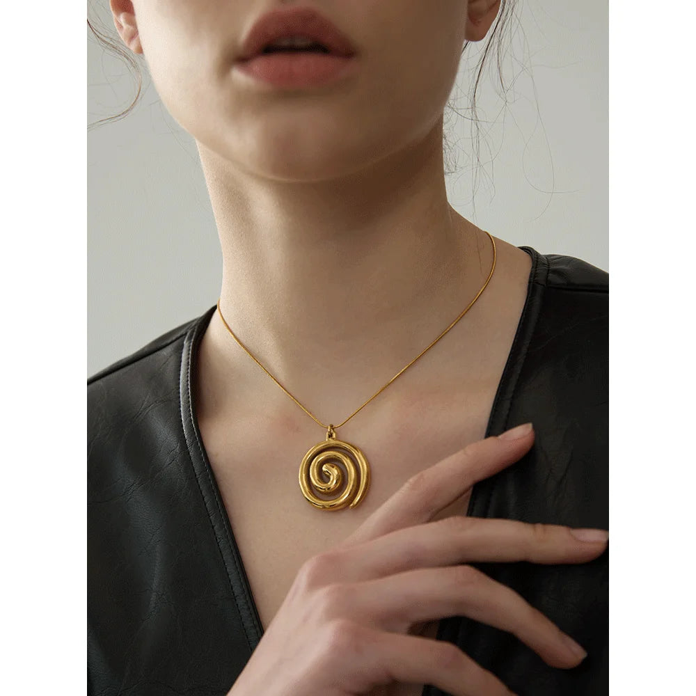 Yhpup na moda aço inoxidável círculo redondo pingente colar 18k pvd banhado à prova dwaterproof água declaração pescoço jóias bijoux femme novo