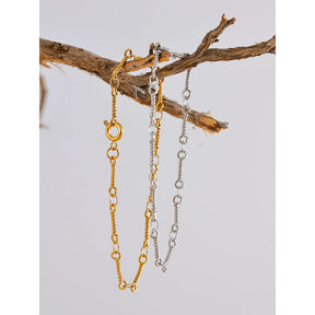 Yhpup aço inoxidável metal chique torcido corrente artesanal verão pulseira 18k pvd banhado à água pulso jóias presente
