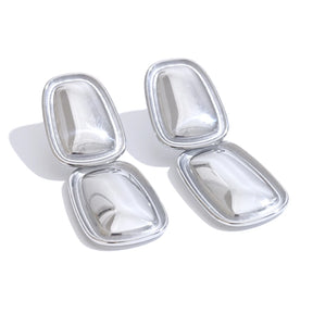 Yhpup moda aço inoxidável quadrado retângulo brincos de metal elegante declaração ouro platinado jóias à prova dwaterproof água