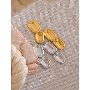 Yhpup moda aço inoxidável quadrado retângulo brincos de metal elegante declaração ouro platinado jóias à prova dwaterproof água