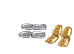 Yhpup moda aço inoxidável quadrado retângulo brincos de metal elegante declaração ouro platinado jóias à prova dwaterproof água