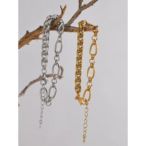 Yhpup moda aço inoxidável metal corrente pulseira pulseira 18k ouro à prova dwaterproof água banhado jóias bijoux femme
