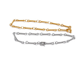 Yhpup aço inoxidável metal chique torcido corrente artesanal verão pulseira 18k pvd banhado à água pulso jóias presente